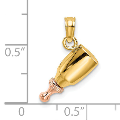 14K Bicolor Baby Bottle Charm