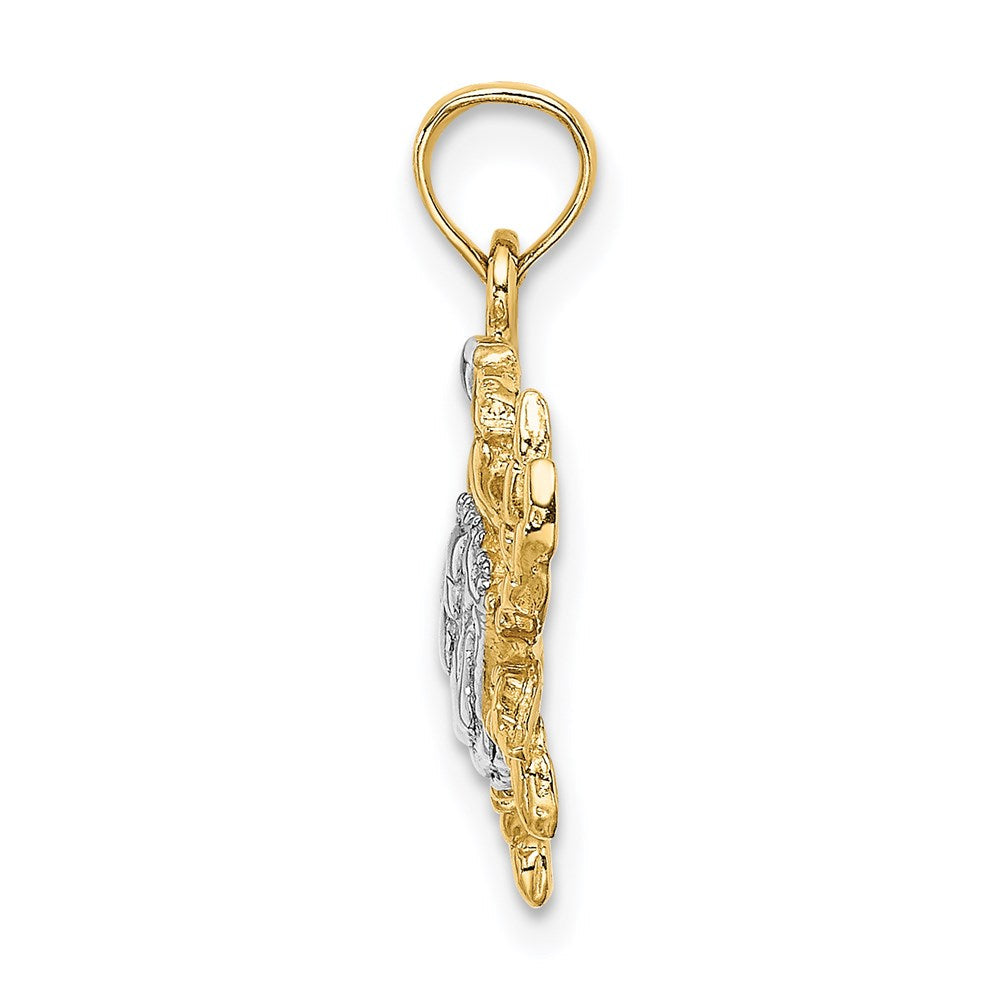 14K Gelb- und Rhodiumgold Charm „Blaue Krabbe" mit Weißrhodium