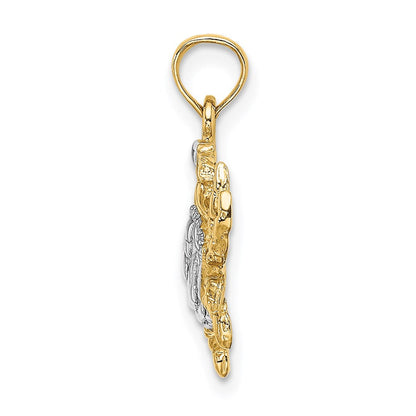 14K Gelb- und Rhodiumgold Charm „Blaue Krabbe" mit Weißrhodium