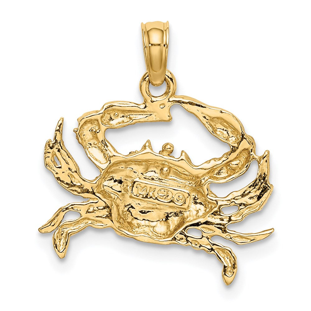 14K Gelb- und Rhodiumgold Charm „Blaue Krabbe" mit Weißrhodium