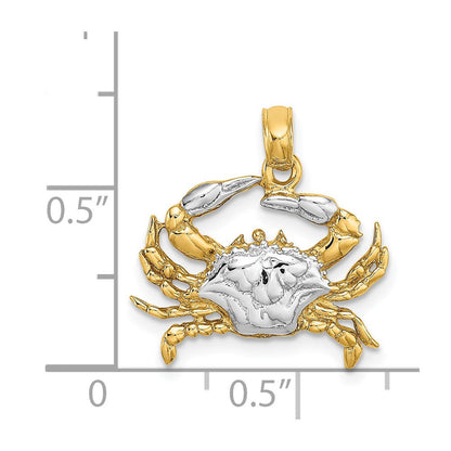 14K Gelb- und Rhodiumgold Charm „Blaue Krabbe" mit Weißrhodium