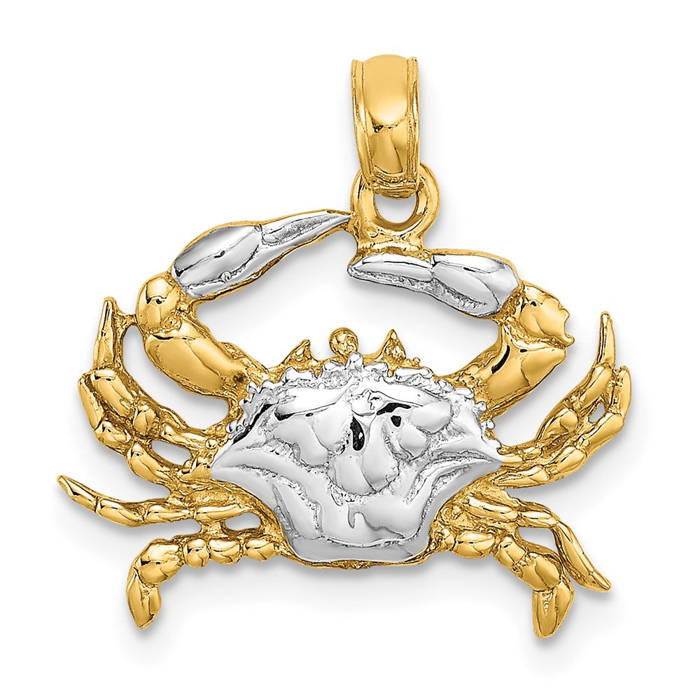 14K Gelb- und Rhodiumgold Charm „Blaue Krabbe" mit Weißrhodium