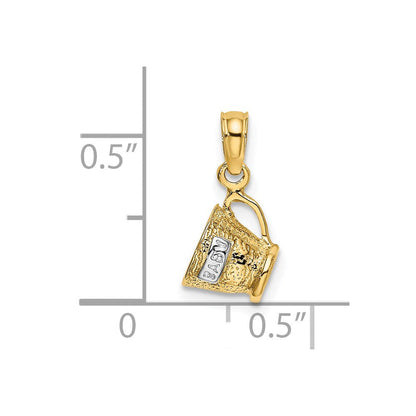14K Gelb & Rhodium mit Rhodium 3-d Baby Cup Charm