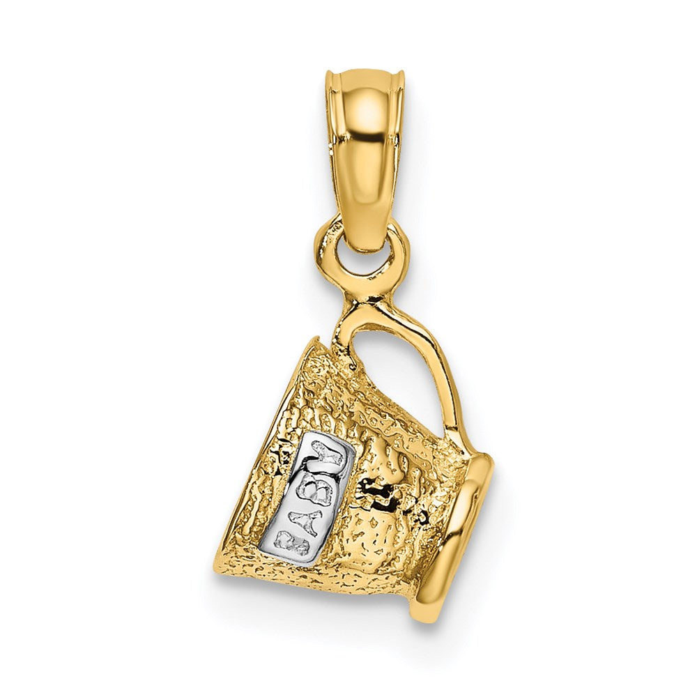 14K Gelb & Rhodium mit Rhodium 3-d Baby Cup Charm