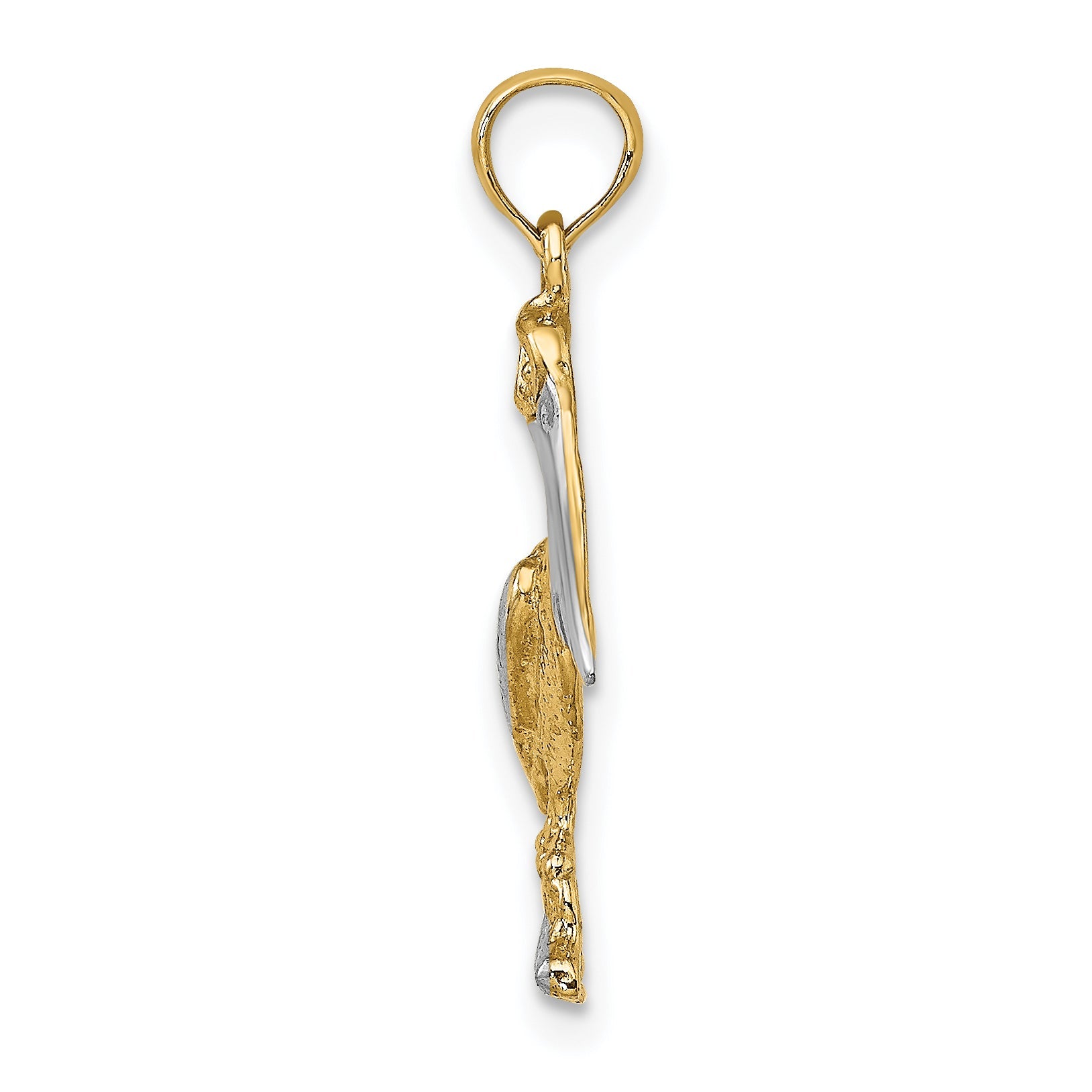 14K Gelb & Rhodium mit Weiß Standing Pelican Charm