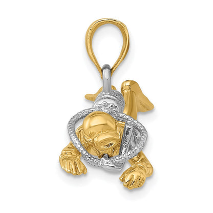 14K Gelb- und Rhodiumgold mit Rhodium 3-D Taucher-Charm (männlich)