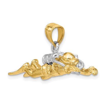 14K Gelb- und Rhodiumgold mit Rhodium 3-D Taucher-Charm (männlich)