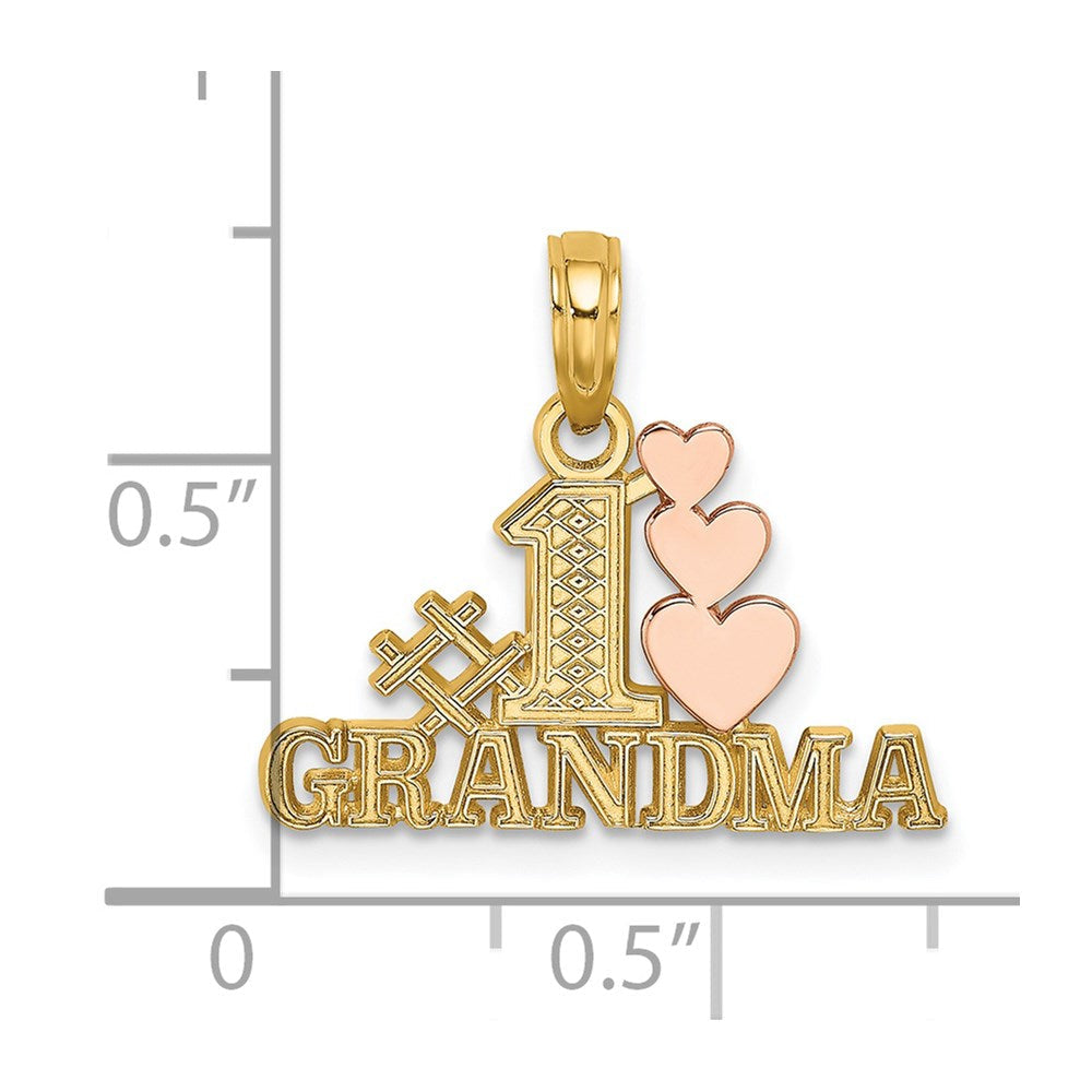14K Bicolor #1 Oma mit Drei Herzen Charm