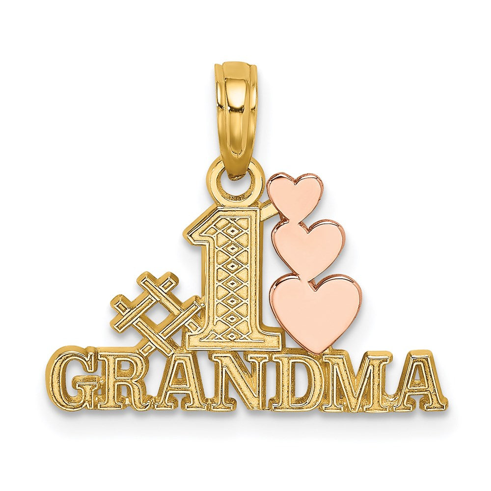 14K Bicolor #1 Oma mit Drei Herzen Charm
