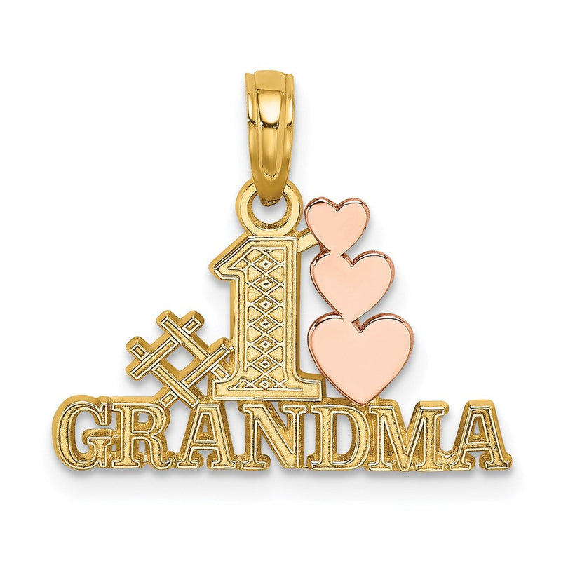 14K Bicolor #1 Oma mit Drei Herzen Charm