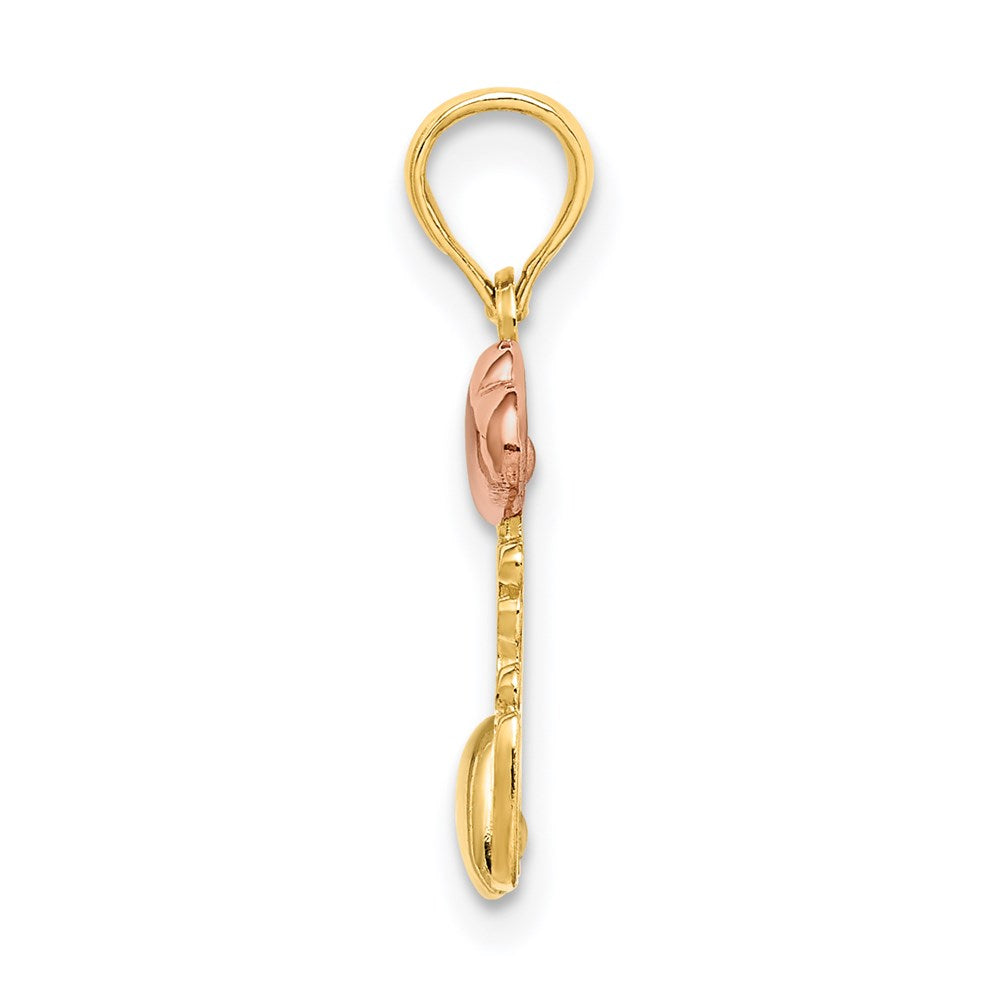 14K Bicolor mit Weiß Rhodium I Liebe You mit Herzen Charm