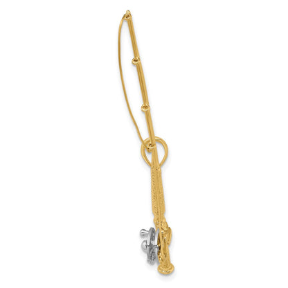 14K Gelb- und Rhodiumgold mit Rhodium 3-D-Angelrute-Charm