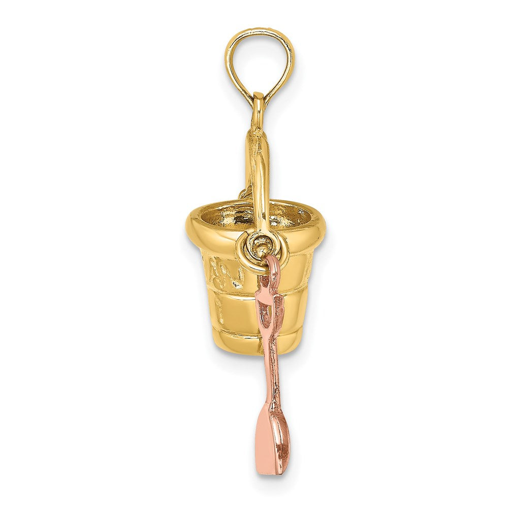 14K Bicolor-Gold 3D-Charm „Ocean City Eimer mit Schaufel" bicolor
