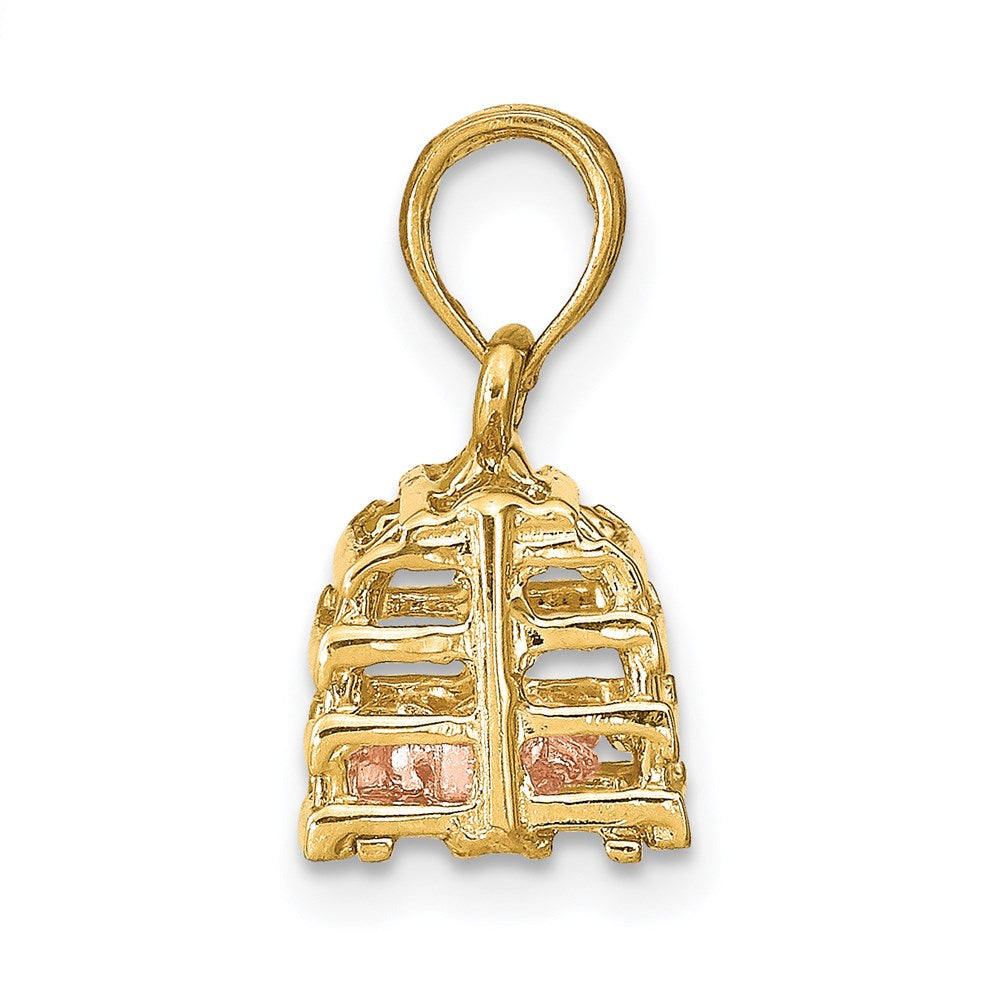 14K Bicolor Gold Bicolor Gold Beweglich 3-d Karabiner(pink)in Trap