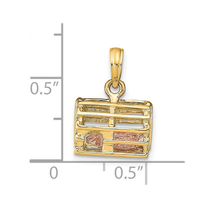 14K Bicolor Gold Bicolor Gold Beweglich 3-d Karabiner(pink)in Trap