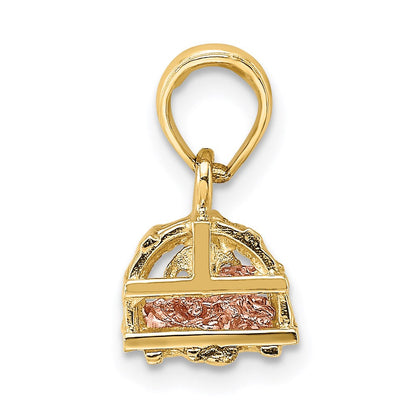 14K Bicolor Gold Bicolor Gold Beweglich 3-d Karabiner(pink)in Trap