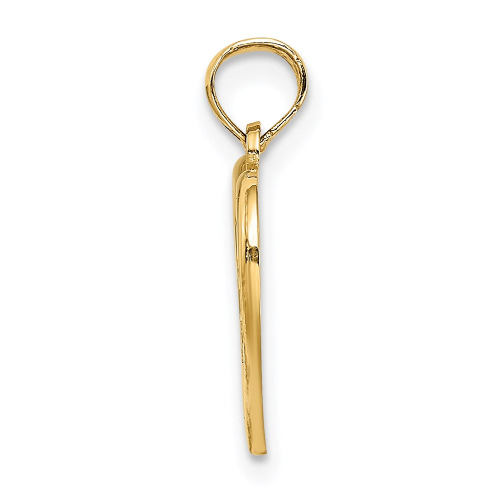 14K Gelb & Rhodium mit Rhodium Rn Inside Doppelt Herzen Charm