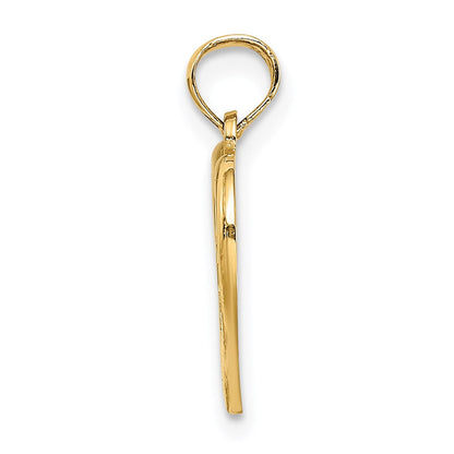 14K Gelb & Rhodium mit Rhodium Rn Inside Doppelt Herzen Charm