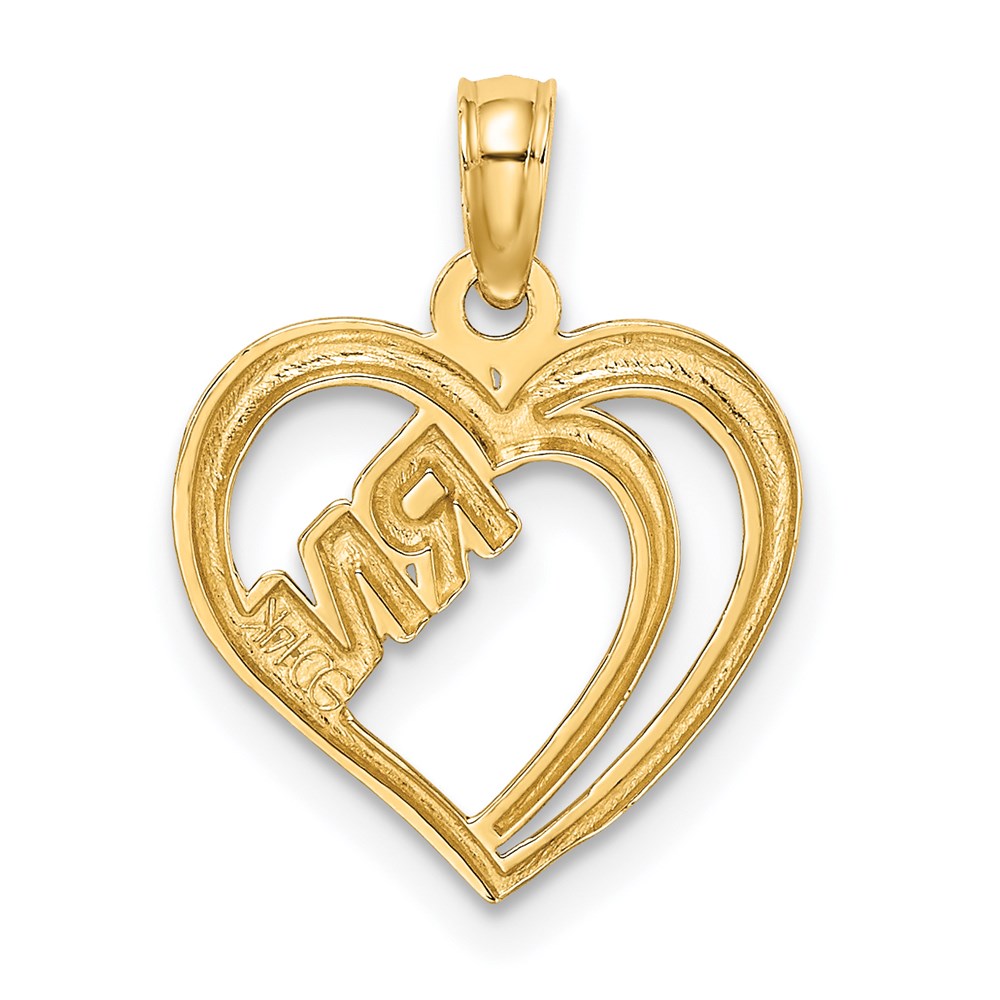 14K Gelb & Rhodium mit Rhodium Rn Inside Doppelt Herzen Charm