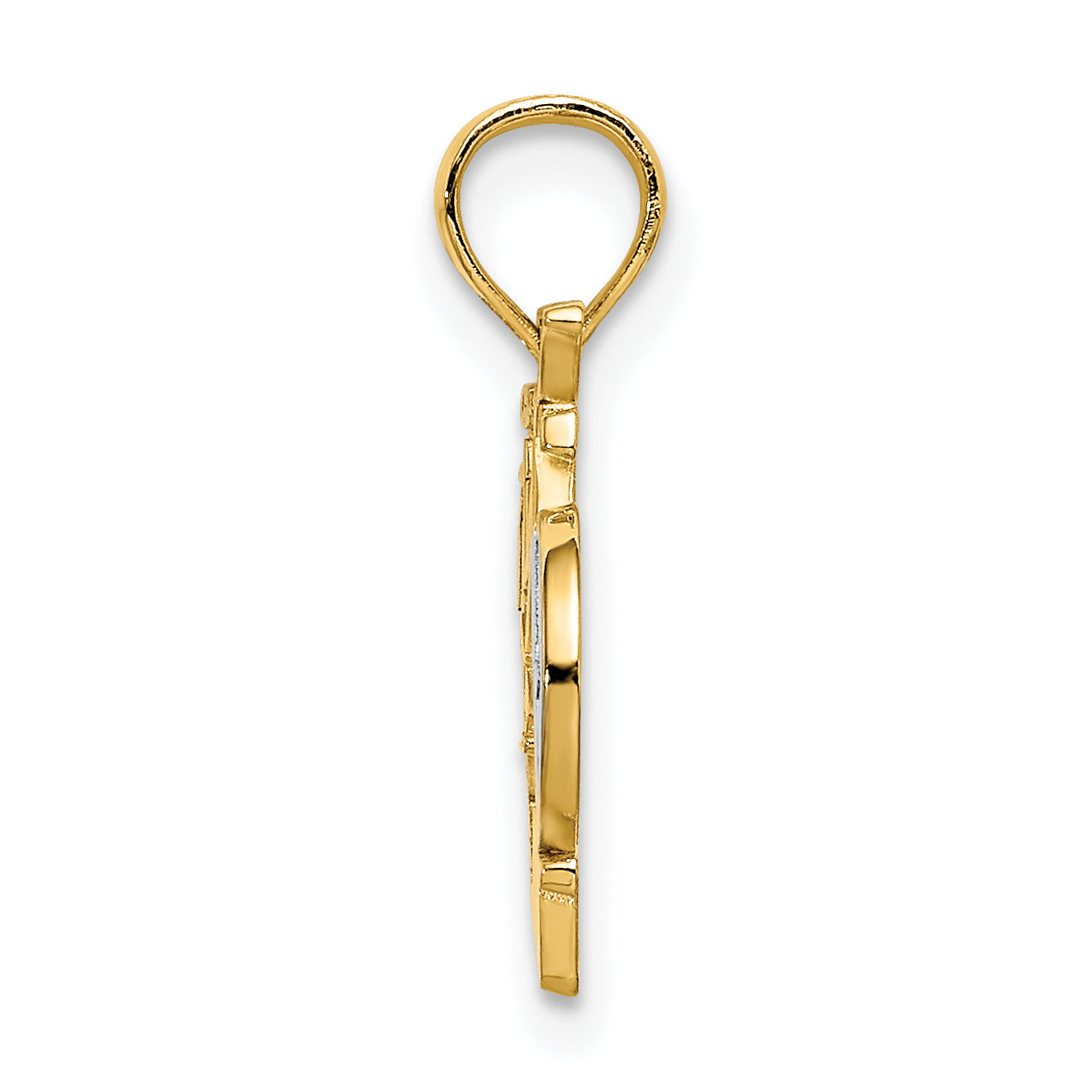 14K Gelb & Rhodium mit Weiß Ocean City, Nj Bicycle Charm