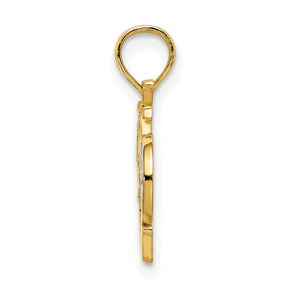 14K Gelb & Rhodium mit Weiß Ocean City, Nj Bicycle Charm