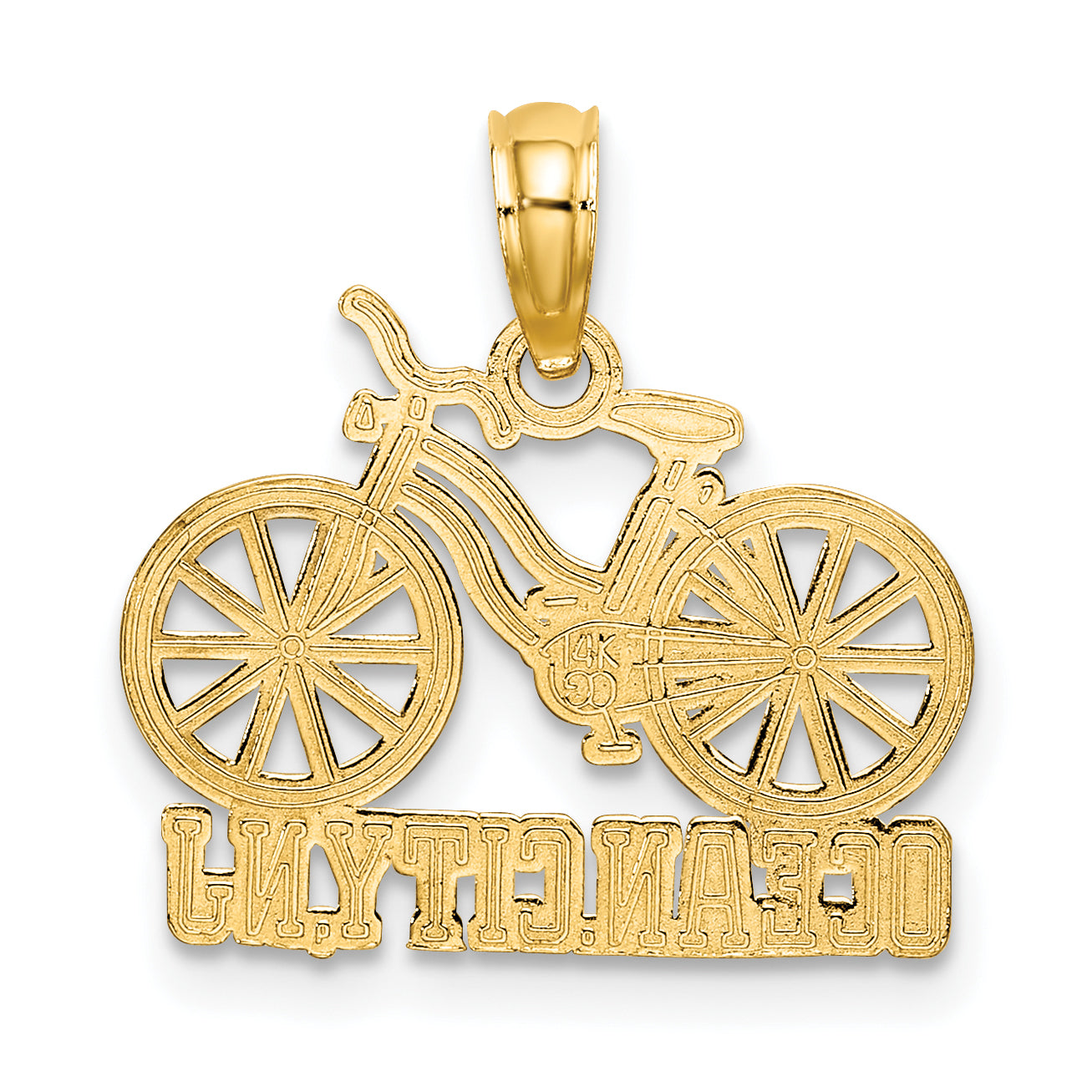 14K Gelb & Rhodium mit Weiß Ocean City, Nj Bicycle Charm