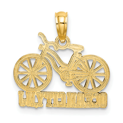 14K Gelb & Rhodium mit Weiß Ocean City, Nj Bicycle Charm