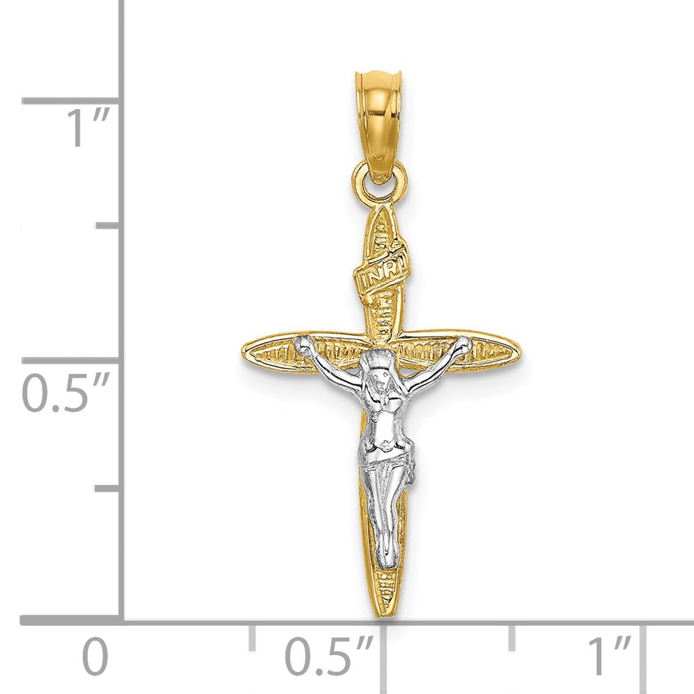 14K Gelb & Rhodium mit Inricrucifix Charm