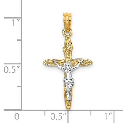 14K Gelb & Rhodium mit Inricrucifix Charm