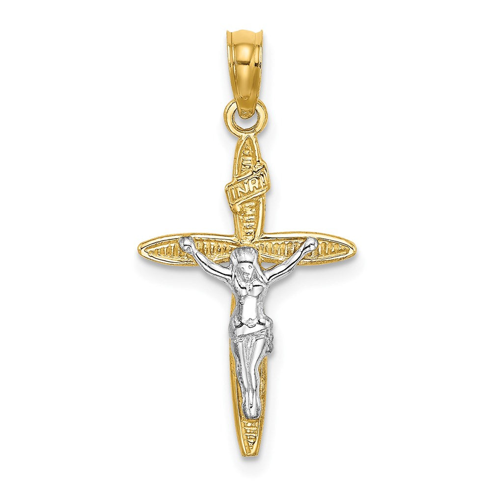 14K Gelb & Rhodium mit Inricrucifix Charm