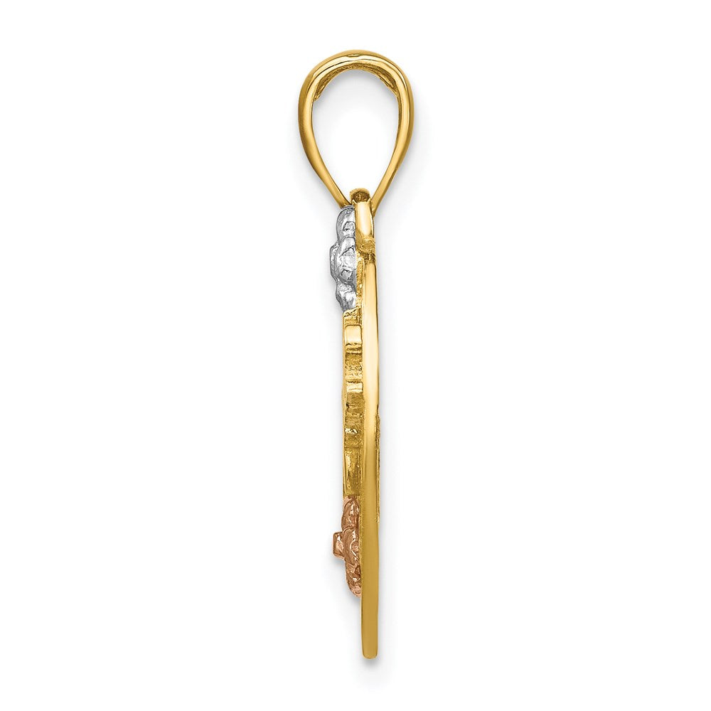 14K Bicolor-Gold mit Weiß-Rhodinierung #1 TOCHTER Herz-Charm