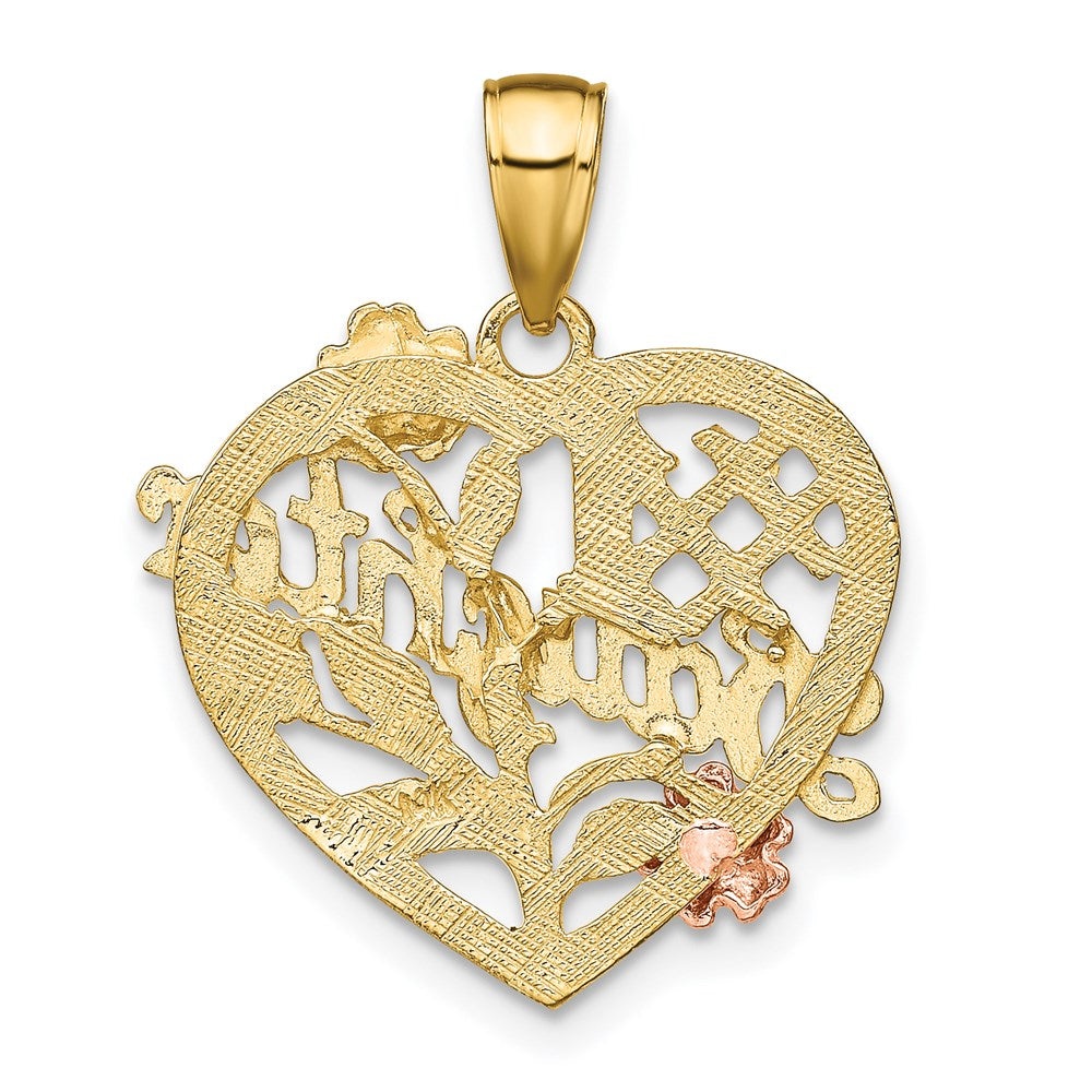 14K Bicolor-Gold mit Weiß-Rhodinierung #1 TOCHTER Herz-Charm