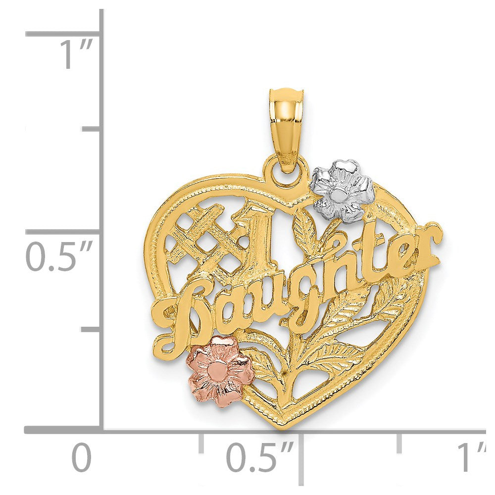 14K Bicolor-Gold mit Weiß-Rhodinierung #1 TOCHTER Herz-Charm
