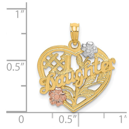14K Bicolor-Gold mit Weiß-Rhodinierung #1 TOCHTER Herz-Charm