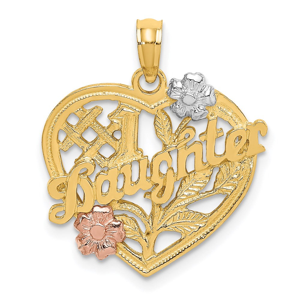 14K Bicolor-Gold mit Weiß-Rhodinierung #1 TOCHTER Herz-Charm