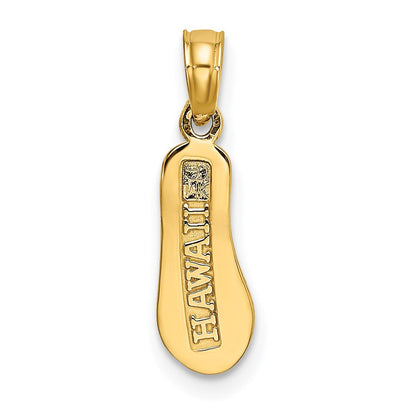 14K Gelb & Rhodium mit Weiß 3d Hawaii Einfach Flip-flop Charm