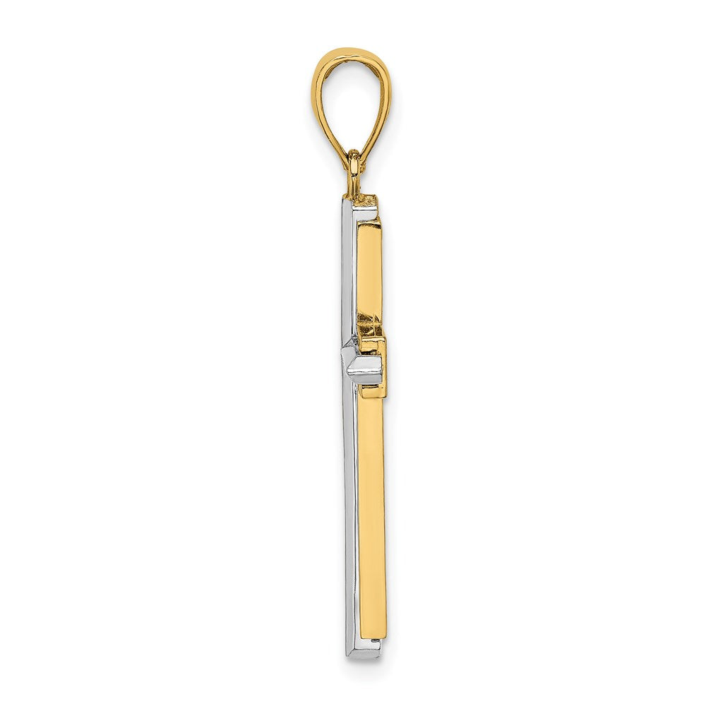 14K Bicolor Gold Polierter Kreuz-Charm