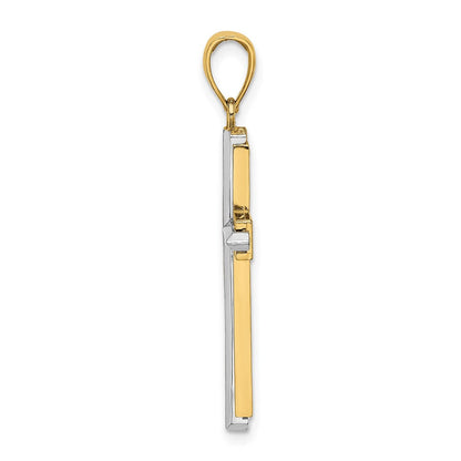 14K Bicolor Gold Polierter Kreuz-Charm