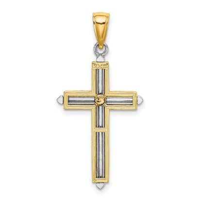 14K Bicolor Gold Polierter Kreuz-Charm