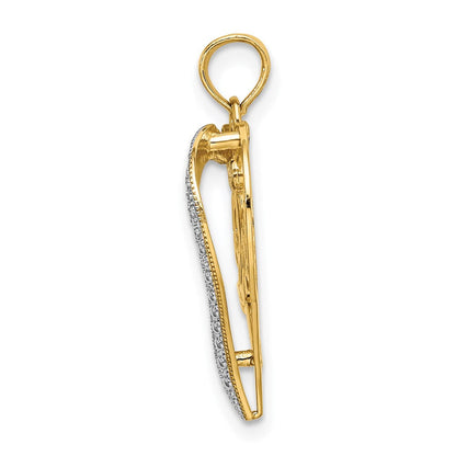 14 Karat Gelb- und Rhodiumgold mit Weißrhodium Herz Diamantschliff LOVE Charm