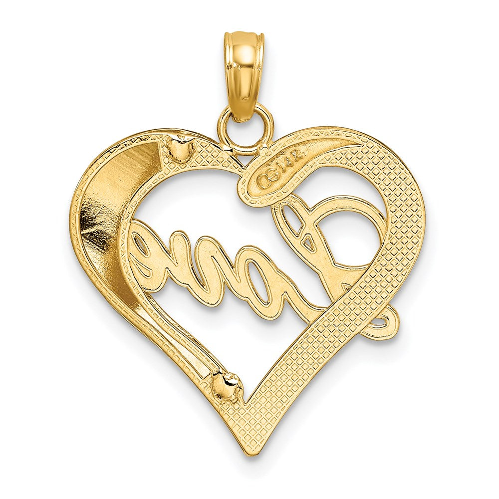14 Karat Gelb- und Rhodiumgold mit Weißrhodium Herz Diamantschliff LOVE Charm