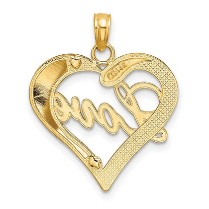 14 Karat Gelb- und Rhodiumgold mit Weißrhodium Herz Diamantschliff LOVE Charm