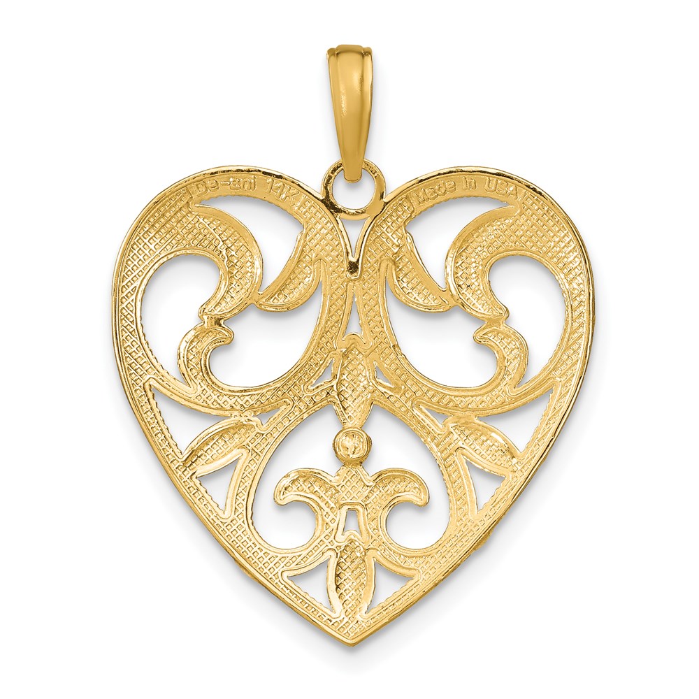 14 Karat Gelb- und Rhodiumgold mit rhodinierter, texturierter Herz-Charm