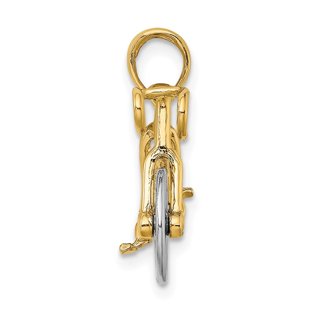 14K Bicolor Gold 3D-Zehngang-Fahrrad-Charm