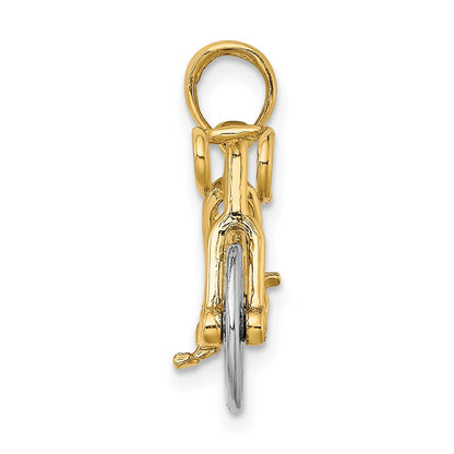 14K Bicolor Gold 3D-Zehngang-Fahrrad-Charm