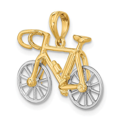 14K Bicolor Gold 3D-Zehngang-Fahrrad-Charm