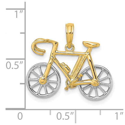 14K Bicolor Gold 3D-Zehngang-Fahrrad-Charm