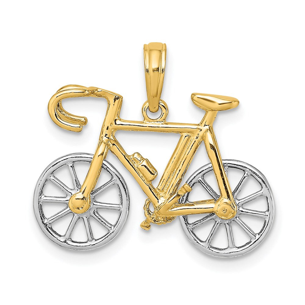 14K Bicolor Gold 3D-Zehngang-Fahrrad-Charm