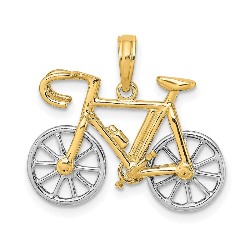 14K Bicolor Gold 3D-Zehngang-Fahrrad-Charm