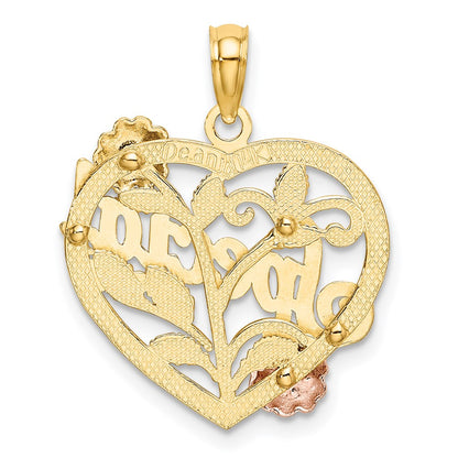 14K Bicolor-Gold mit Weißrhodium-Beschichtung SPECIAL auf Herz mit Blumen-Charm